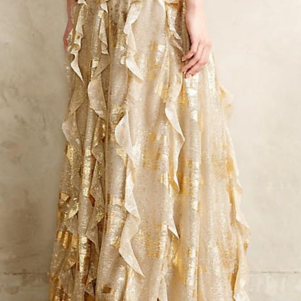 Anthropologie Moulinette Soeurs Gold Maxi Skirt